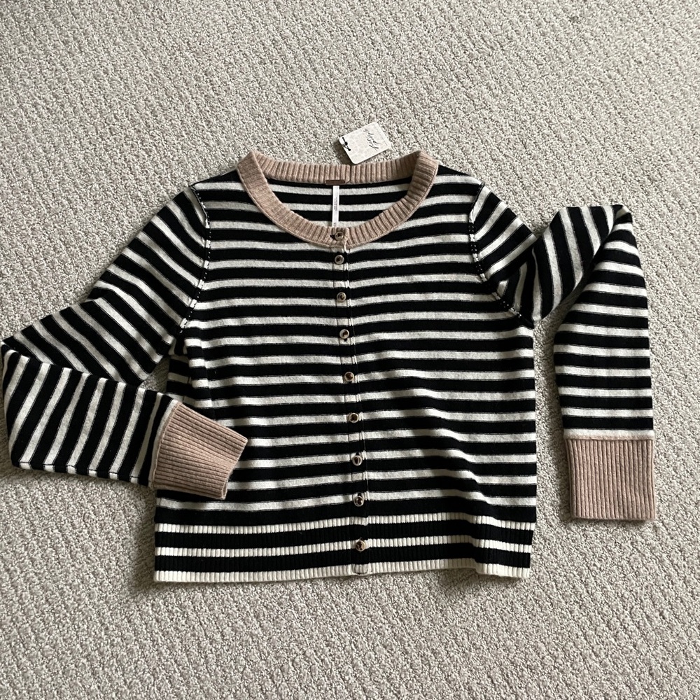 Free People Striped Sweater with Tan Accents